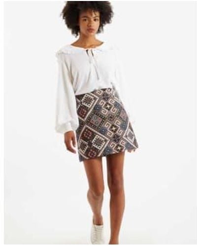Lilac Rose Lilac Louche Aubin Tex Mex Jacquard A Line Mini Skirt In Multi - Grigio