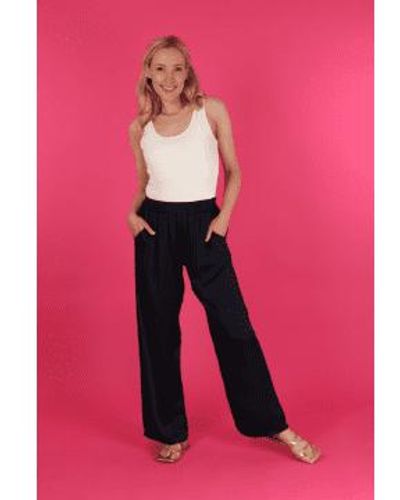 MSH Silk Textured Wide Leg Trouser With Elasticated Waist - Pink