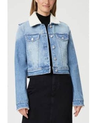PAIGE Relaxed Vivienne Crop Faux Shearling Jacket Col: Valerie Distres M - Blue