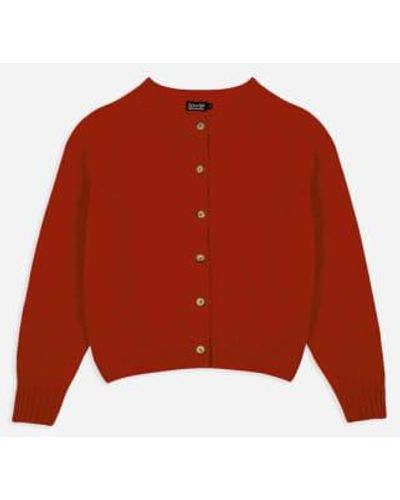 Lowie Tomato Brushed Boxy Cardigan - Rosso
