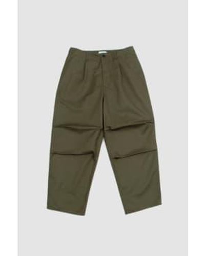 Still By Hand Selvedge Knee Tuck Trousers Olive 1 - Green