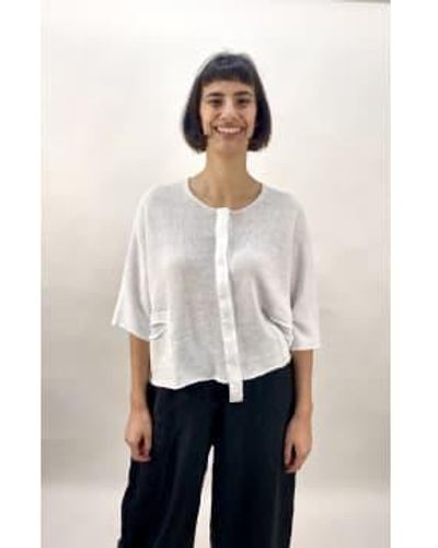 Grizas Linen Cardigan With Pockets - White
