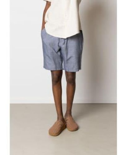 Clean Cut Copenhagen Barcelona Roman Navy Melange Linen Shorts S - Grey