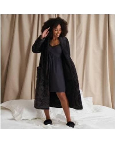 Pretty You London Quilted Velour Robe - Multicolor