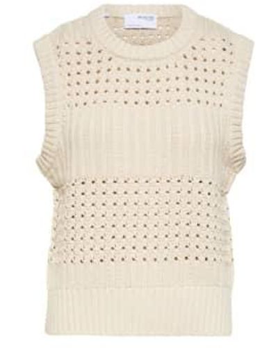 SELECTED Cruise Knitted Vest L - Natural