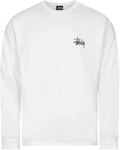 Stussy Langarm T -Shirt Basic Logo - Weiß