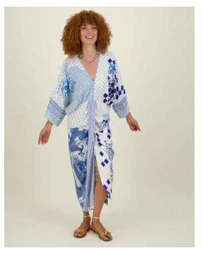 ME 369 Vestido Sophia Kimono en la costa Amalfi - Azul