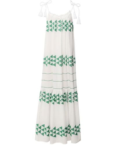 Greek Archaic Kori Arrow Maxi Robe en blanc et vert 230393