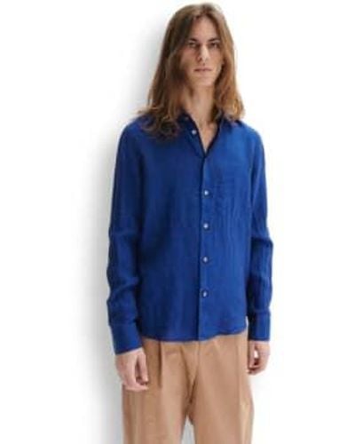 Delikatessen Feel good shirt d715/m12 cobalt linen - Azul
