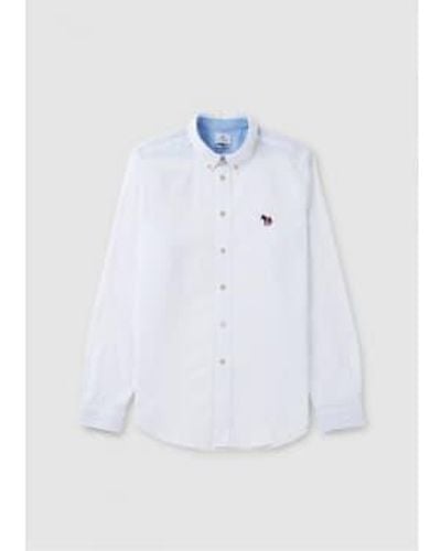Paul Smith S Ls Tailored Fit Zebra Shirt - White