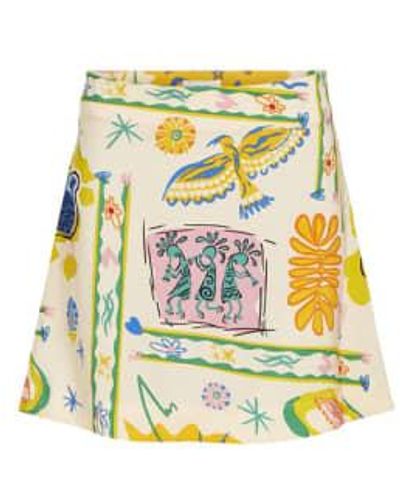 Every Thing We Wear Object Martha Short Mini Skirt Sandshell Multi Color 36 - Yellow