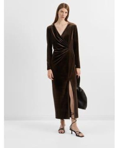 SELECTED Robe enveloppante en velours slftara - Noir