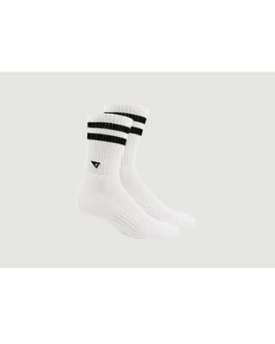 Arvin Goods Crew Sock Short Retro Stripe M/l - White