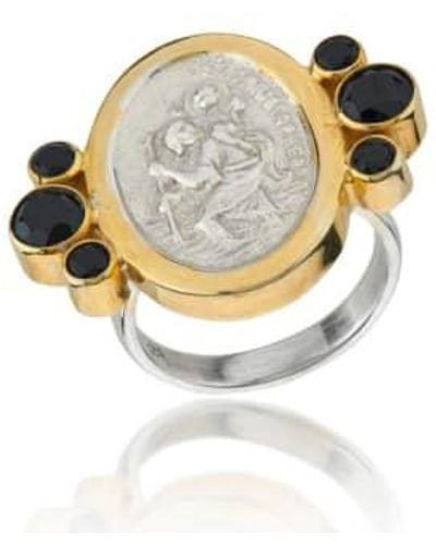 silver jewellery Gold christopher moonstone ring - Mettallic