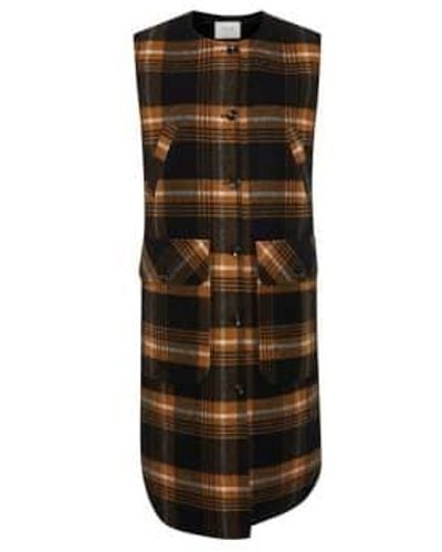 Pulz Check Molly Waistcoat Large / - Brown