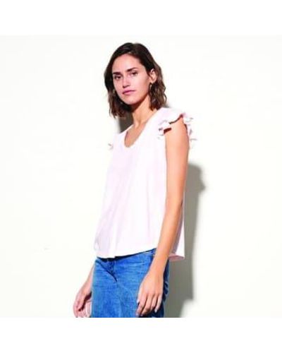 Sundry T shirt manches volants rose - Blanc