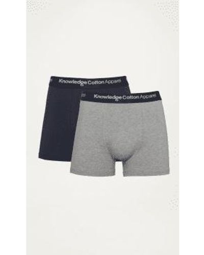 Knowledge Cotton 1110071 Anker 2 Pack Underwear Melange S - Grey