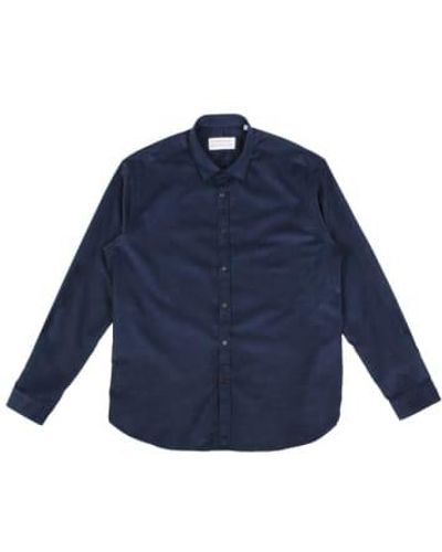 Merchant Menswear Mercante Babycord Shirt Navy - Blue