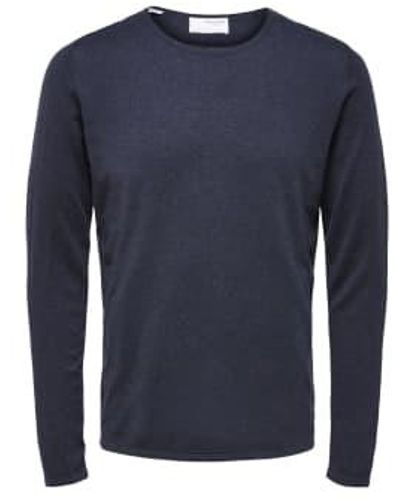 SELECTED Rome Ls Knit Crew Neck S - Blue