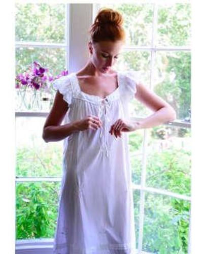 Powell Craft Damas nightdress 'margo' algodón blanco 'margo' - Verde