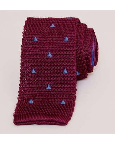 40 Colori Cravate en soie tricotée avec s triangles brodés - Rouge
