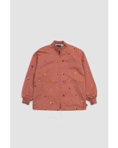 Beams Plus Cotton Inkjet Mapping Embroidery Boat Jacket Nantucket - Rosso