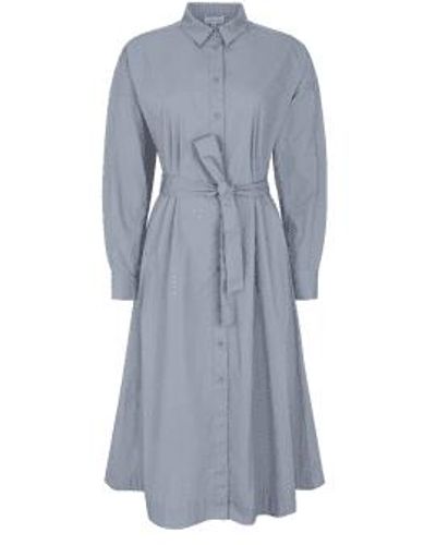 esmé studios Robe chemise mi-longue bleue ellinor à manches longues