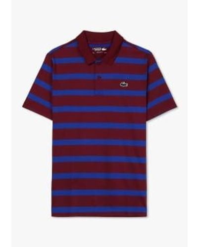 Lacoste Mens Golf Seasonal Stripe Polo Shirt In And Blue - Viola