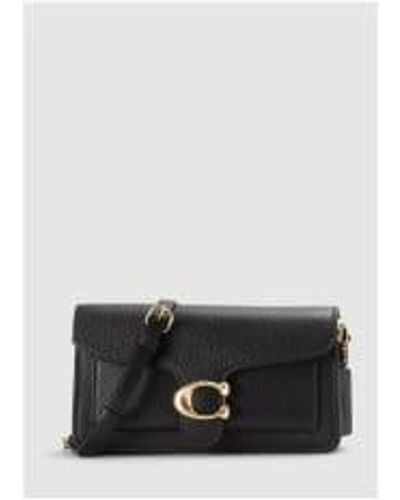 COACH Pochette à chaîne en cuir noir tabby - Blanc