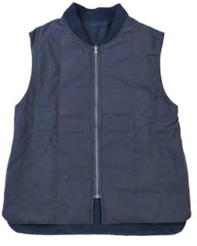 Yarmouth Oilskins Reversible Oilcloth Vest / Navy Small - Blue