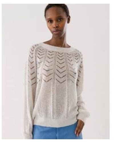 Lolly's Laundry Billy Strick Jumper Creme - Grau