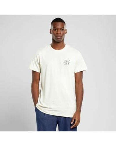 Dedicated T-shirt Stockholm Line Mountain Emb Oat Xs - White