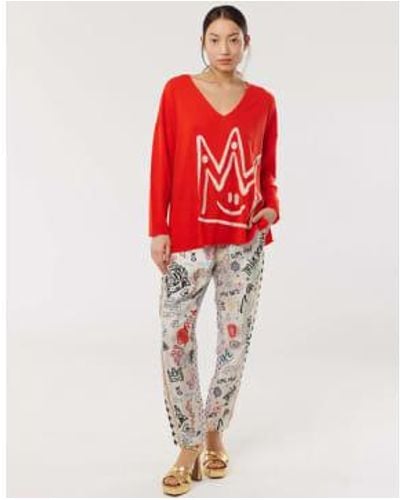 ME 369 And Red Jessie V Neck Knitted Jumper L