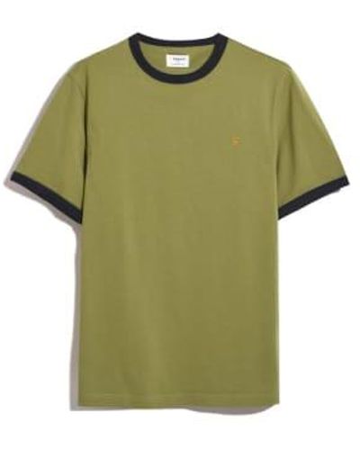 Farah F4Kfd041 Groves Ringer T Shirt In Moss - Verde