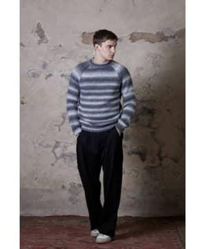Daniele Fiesoli Alpaca Stripe Fade Sweatshirt /white Large - Grey