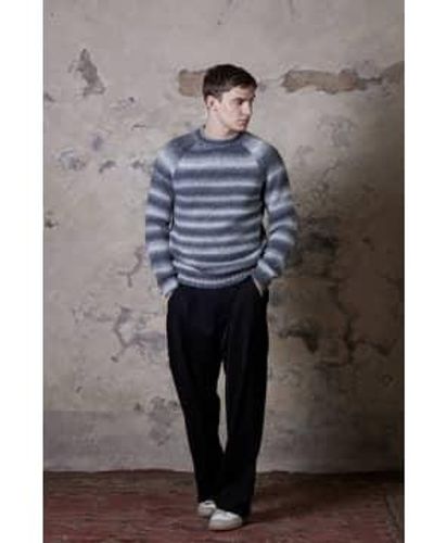 Daniele Fiesoli Alpaca Stripe Fade Sweatshirt /white Large - Gray