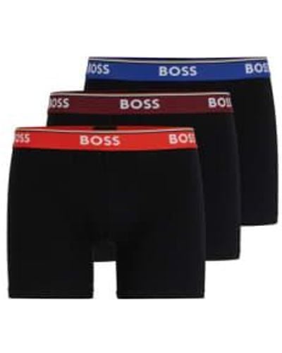 BOSS 3-pack Of Stretch Cotton Boxer Briefs With Logo Waistbands 50499441 972 Xs - Black