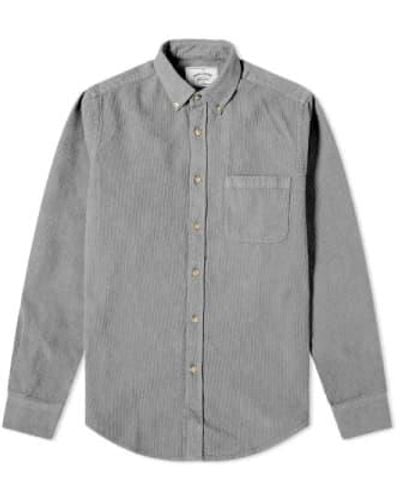 Portuguese Flannel Camisa pana lóbulos color gris claro