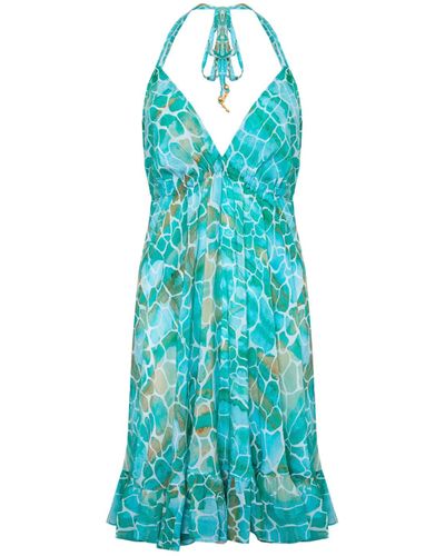 Sophia Alexia Mini Aqua Pebbles Ibiza Dress - Blu