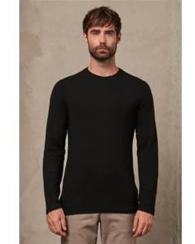 Transit Camiseta lana pesada manga larga negra - Negro