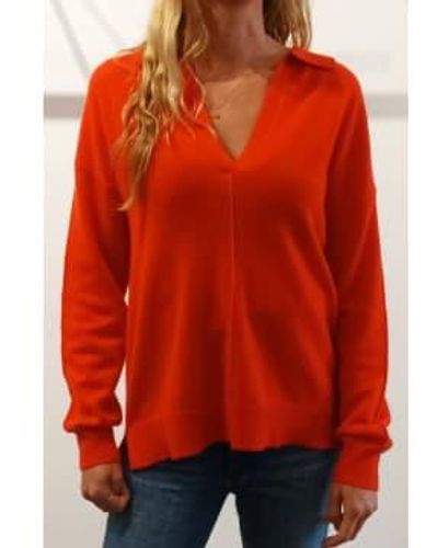 VK CASHMERE Van Kukil Virginia V Neck Sweater L / - Red