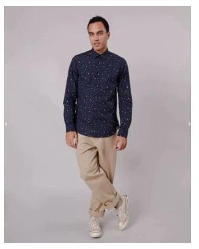 Brava Fabrics Navy Kinton Dragon Shirt With Ball Print M - Blue