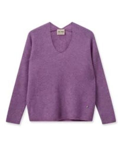 Mos Mosh Iris Orchid Thora V Neck Knitted Jumper M - Purple