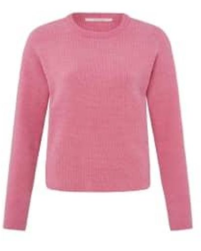 Yaya Chenille Sweater With Crewneck And Long Sleeves Morning Glory Xs - Pink