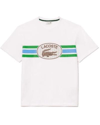 Lacoste Regular Fit Cotton Printed Monogram Tee , Green & Blue Xl - White
