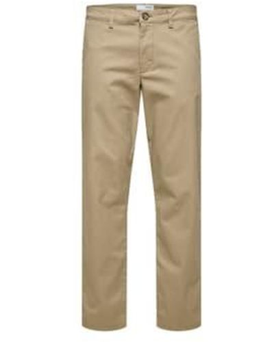 SELECTED Greige Straight New Miles Flex Chinos 33/32 - Natural