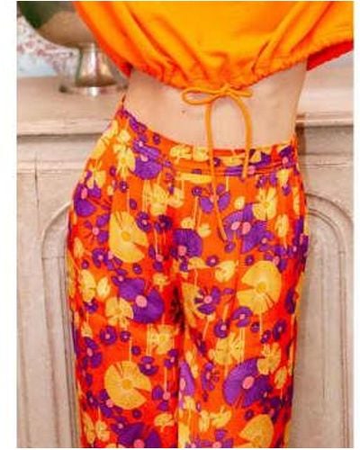 Idano Elior Print Pants Multi T0 - Orange