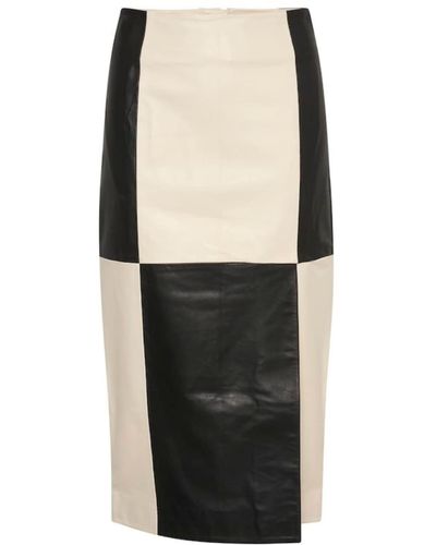Inwear Nyla Leather Skirt Blk/eggshell - Black