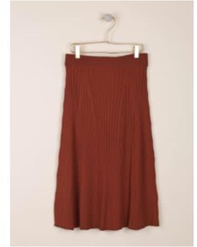 indi & cold Caoba Ribbed Midi Skirt M - Red