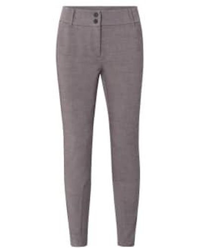 Yaya Pantalon jambe mince avec insert côtes - Gris